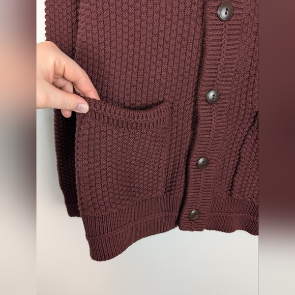 J.Crew Men's Check-Stitch Cotton Shawl Cardigan Sweater Burnt Henna Preppy - Picture 3 of 7